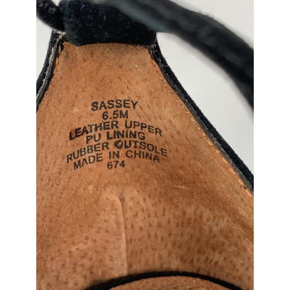 STEVE MADDEN Women's Black Leather Sassey Fringe Gladiator Stiletto Heels SZ 6.5 - Picture 8 of 10